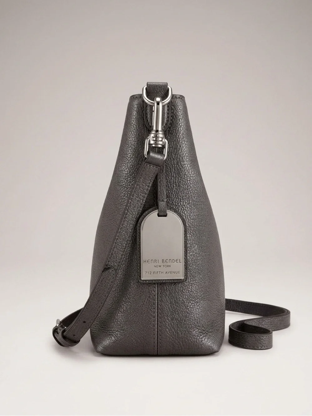 henri bendel Charcoal Leather Crossbody Messenger Bag